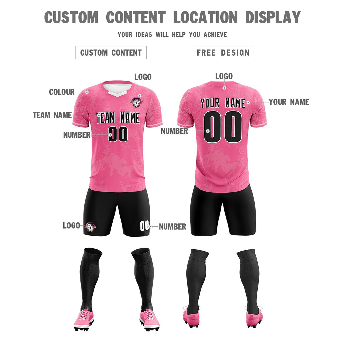 Custom Pink Classic Graffiti Pattern Sportswear Football Kit Jersey