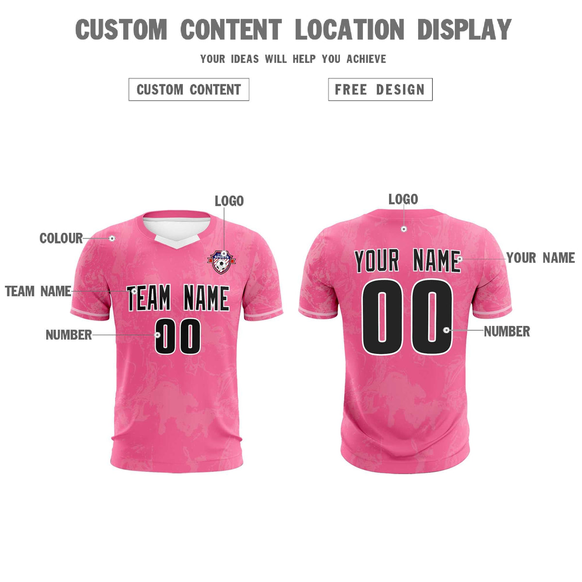 Custom Pink Classic Graffiti Pattern Sportswear Football Kit Jersey