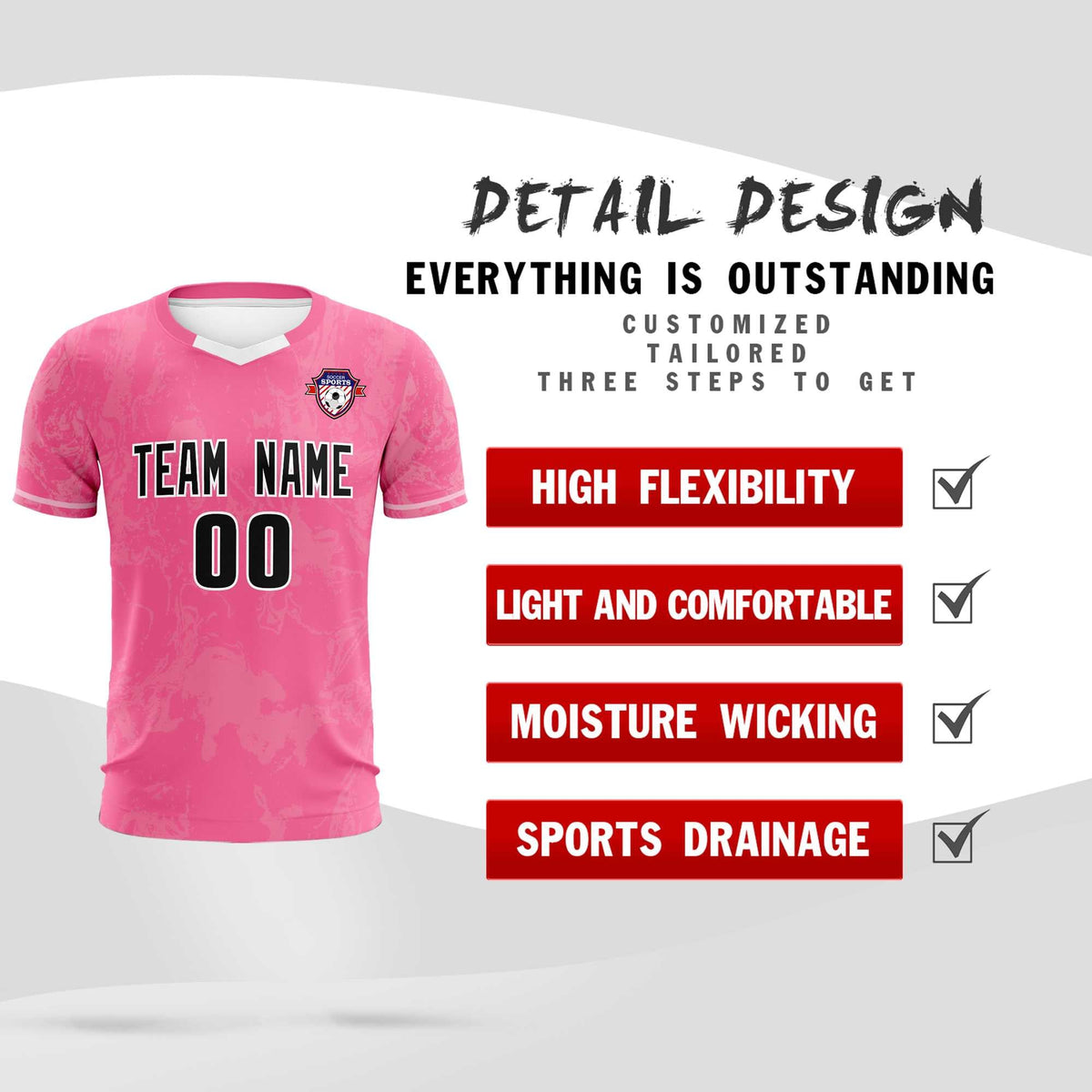 Custom Pink Classic Graffiti Pattern Sportswear Football Kit Jersey