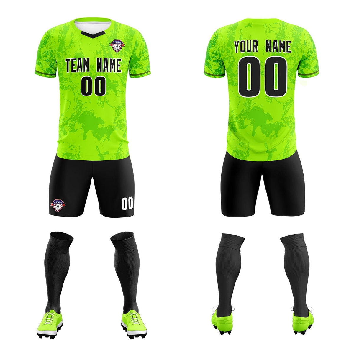 Custom Kelly Green Classic Graffiti Pattern Sportswear Football Kit Jersey