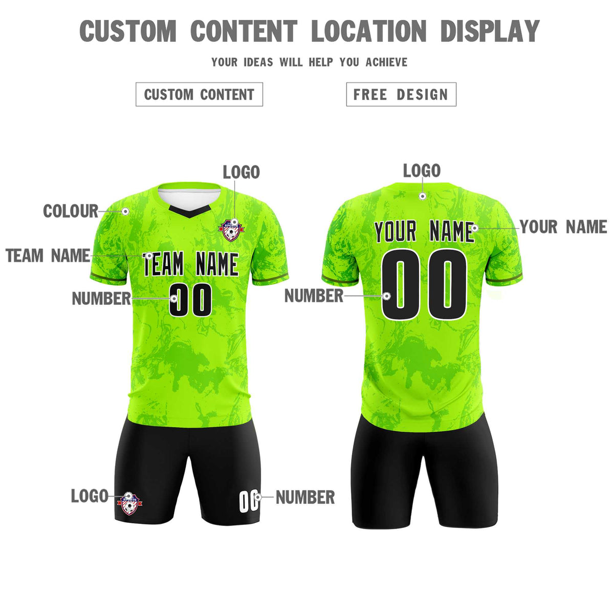 Custom Kelly Green Classic Graffiti Pattern Sportswear Football Kit Jersey