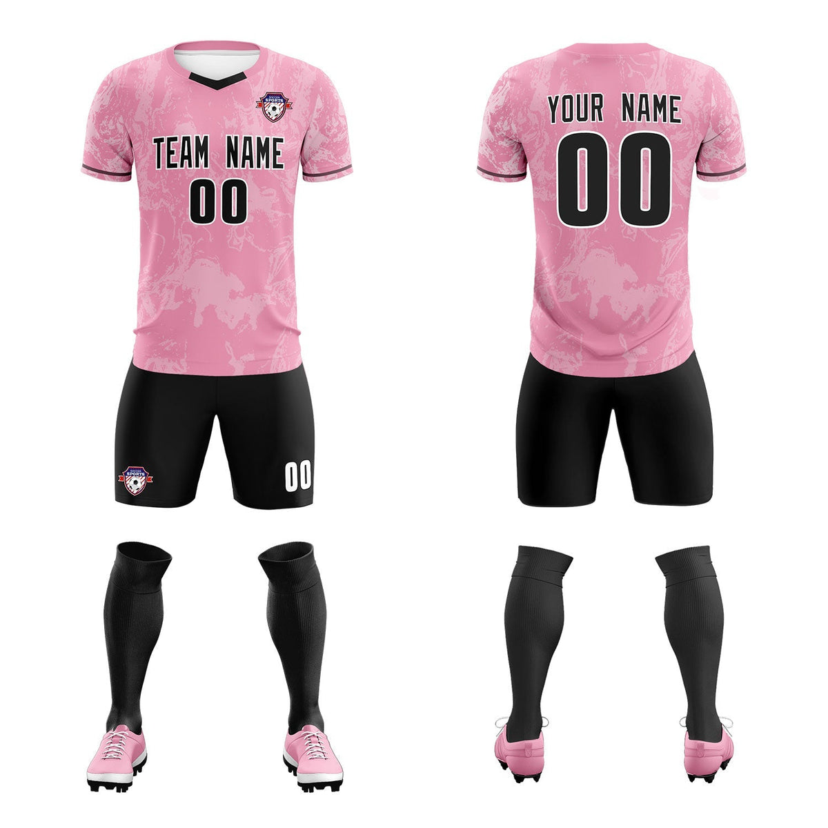 Custom Light Pink Classic Graffiti Pattern Sportswear Football Kit Jersey