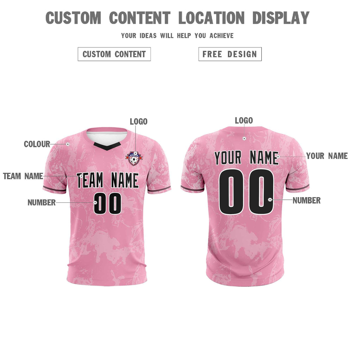 Custom Light Pink Classic Graffiti Pattern Sportswear Football Kit Jersey