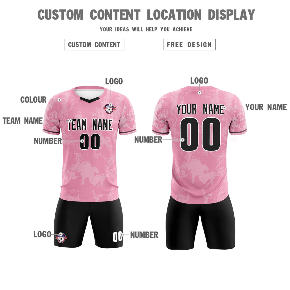 Custom Light Pink Classic Graffiti Pattern Sportswear Football Kit Jersey