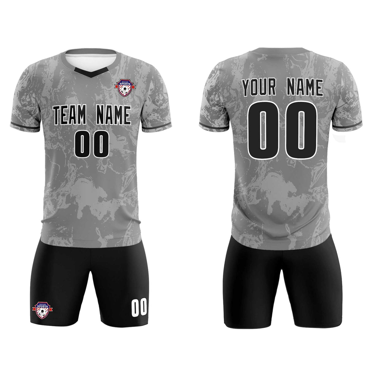 Custom Gray Classic Graffiti Pattern Sportswear Football Kit Jersey