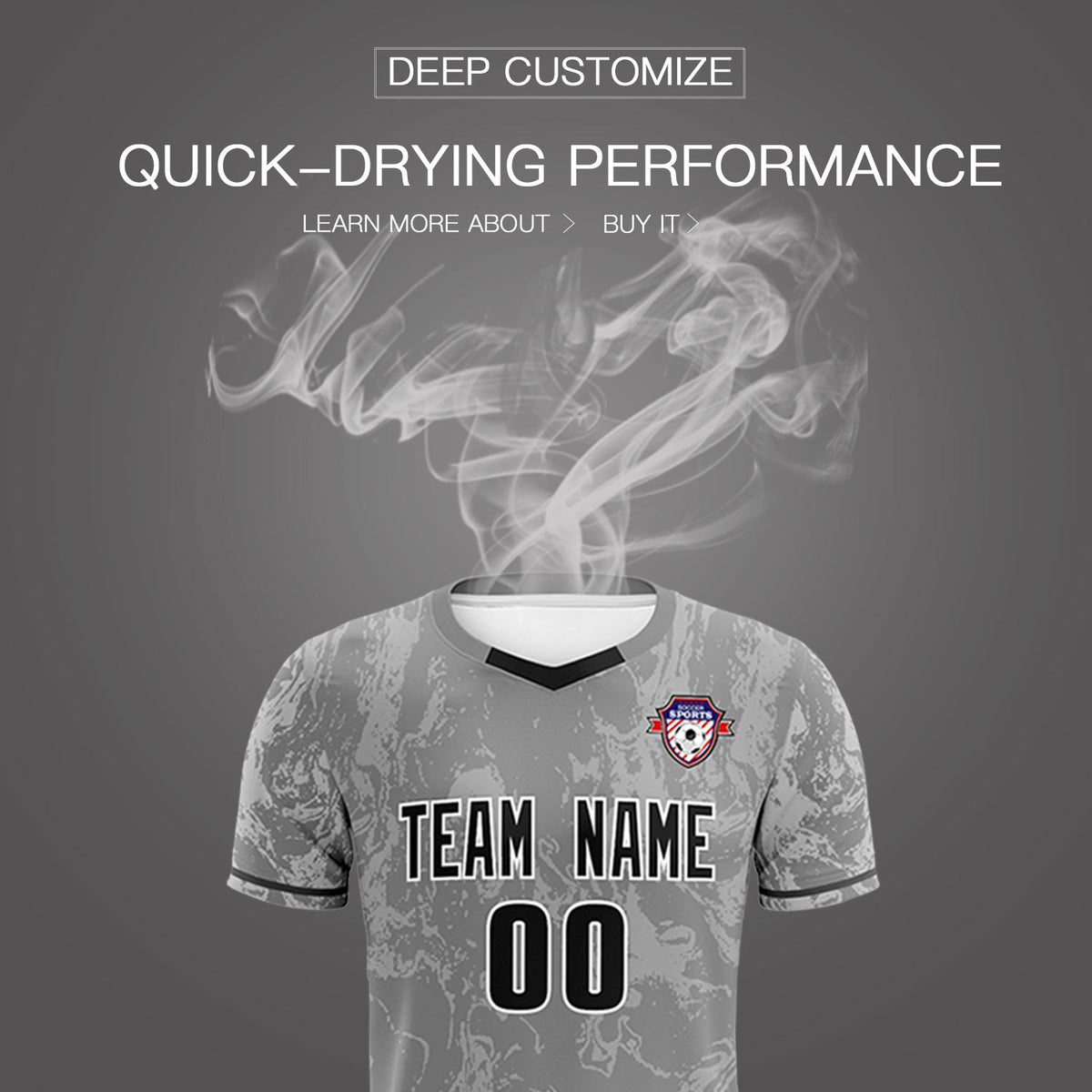 Custom Gray Classic Graffiti Pattern Sportswear Football Kit Jersey