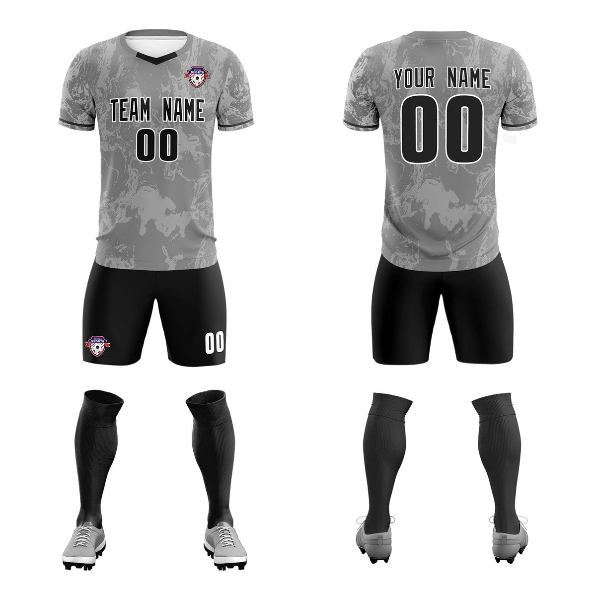 Custom Gray Classic Graffiti Pattern Sportswear Football Kit Jersey