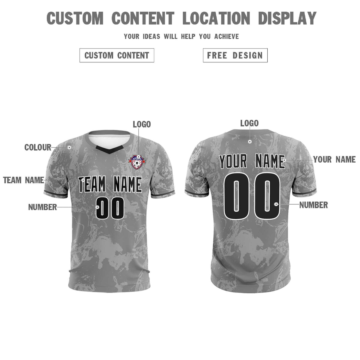 Custom Gray Classic Graffiti Pattern Sportswear Football Kit Jersey