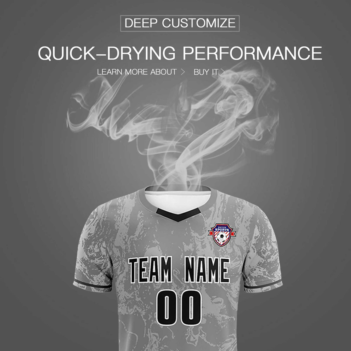 Custom Gray Classic Graffiti Pattern Sportswear Football Kit Jersey