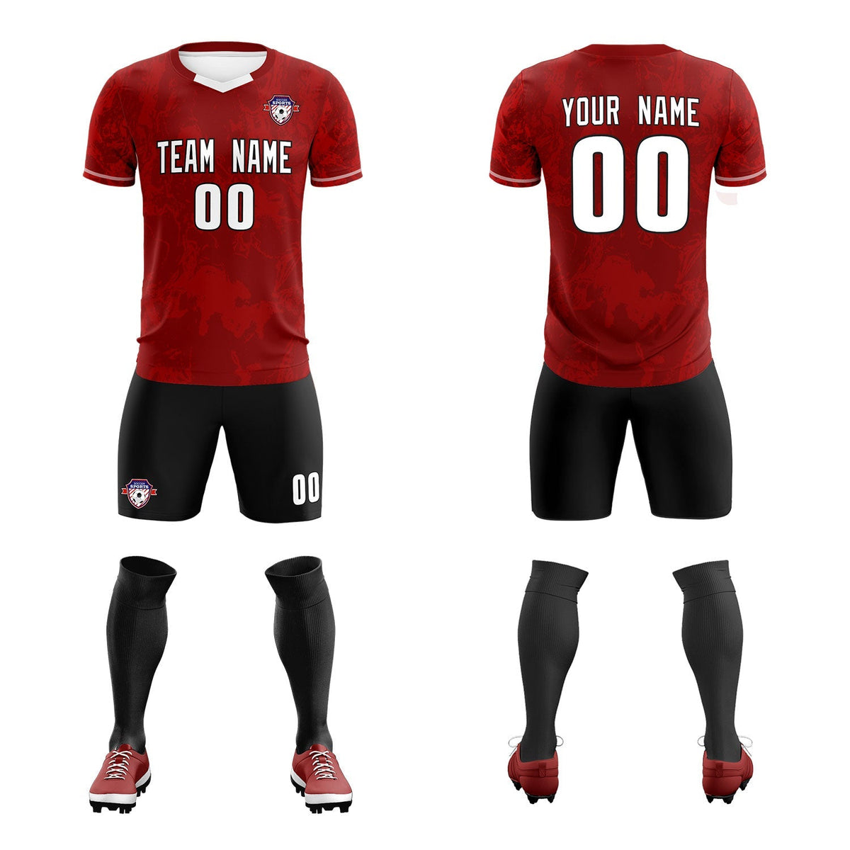 Custom Crimson Classic Graffiti Pattern Sportswear Football Kit Jersey