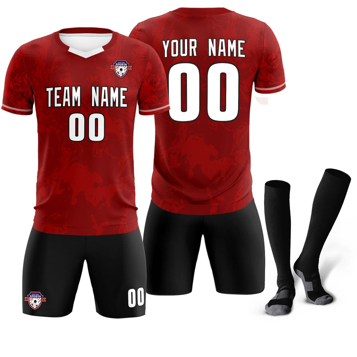 Custom Crimson Classic Graffiti Pattern Sportswear Football Kit Jersey