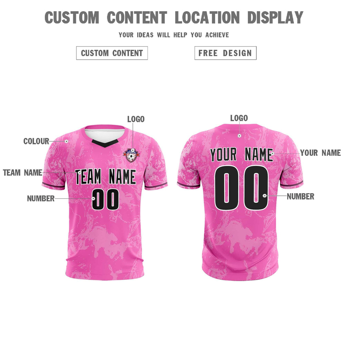 Custom Pink Classic Graffiti Pattern Sportswear Football Kit Jersey