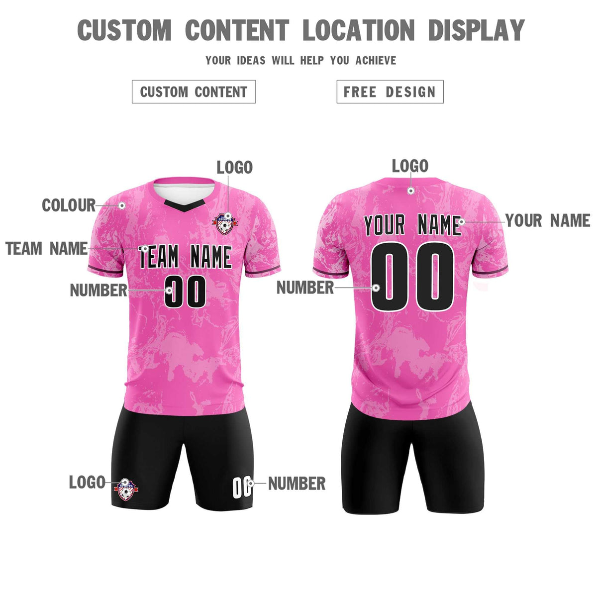Custom Pink Classic Graffiti Pattern Sportswear Football Kit Jersey