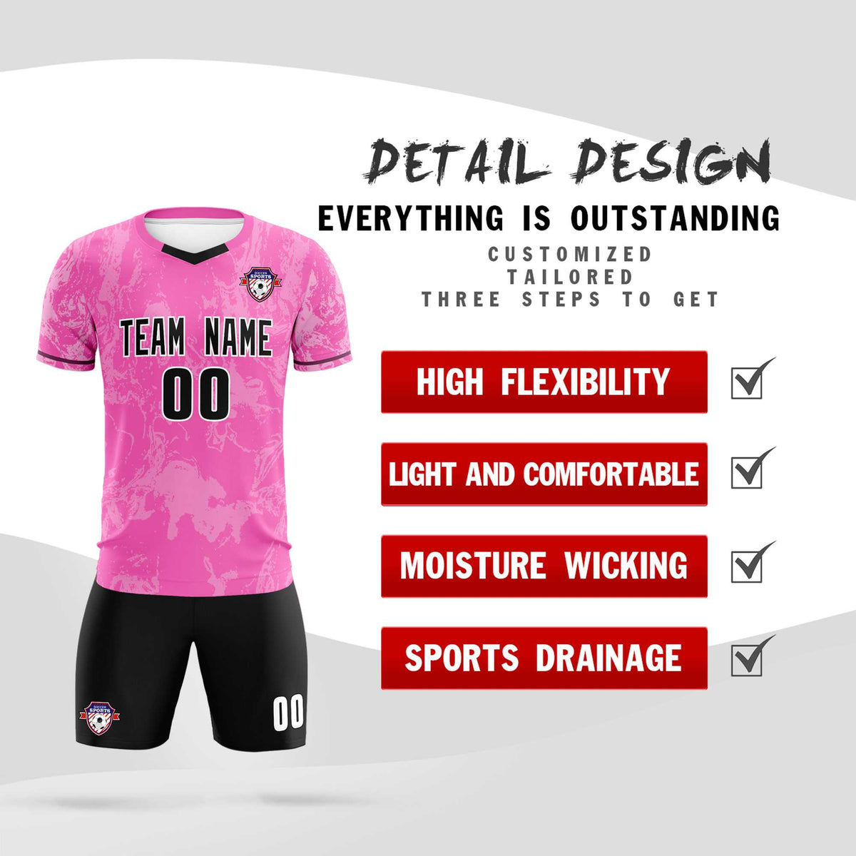 Custom Pink Classic Graffiti Pattern Sportswear Football Kit Jersey