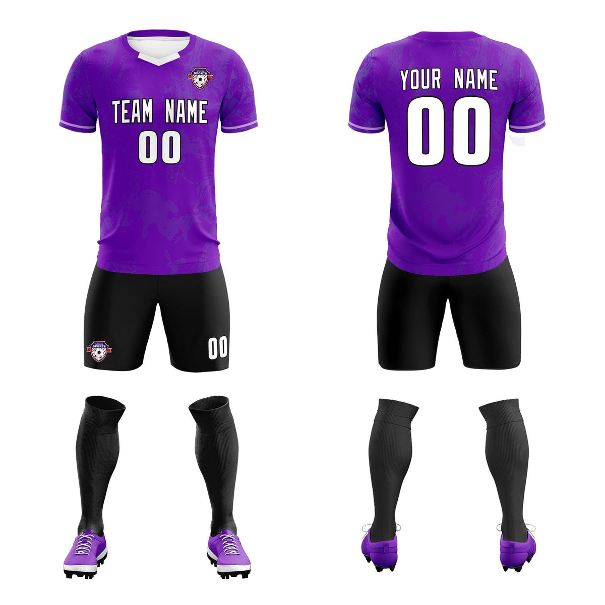 Custom Purple Classic Graffiti Pattern Sportswear Football Kit Jersey
