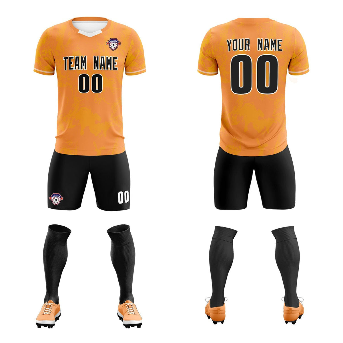 Custom Texas Orange Classic Graffiti Pattern Sportswear Football Kit Jersey