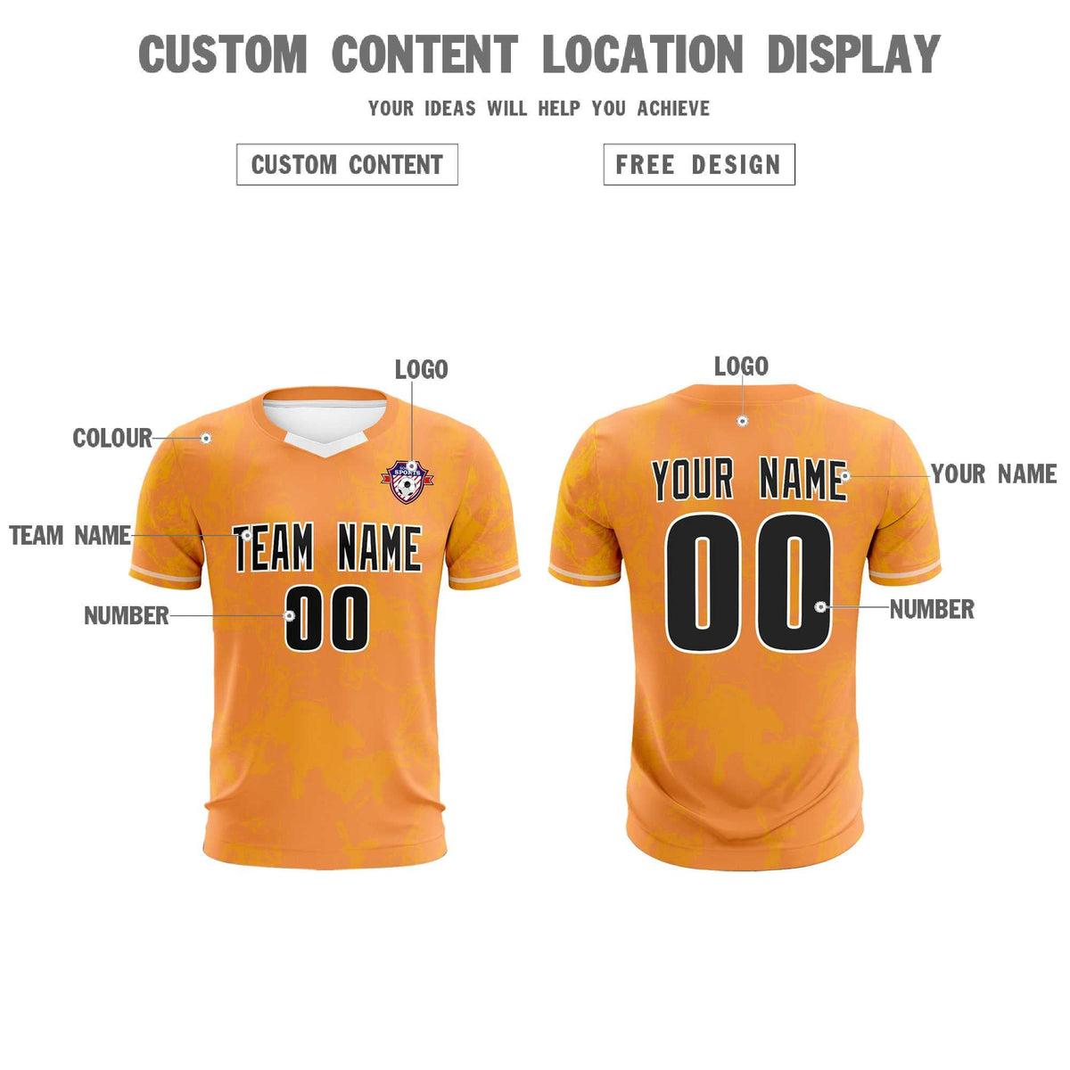 Custom Texas Orange Classic Graffiti Pattern Sportswear Football Kit Jersey