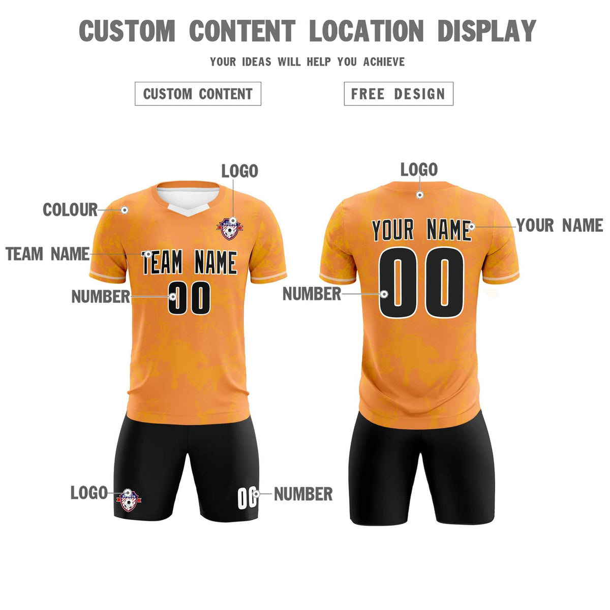 Custom Texas Orange Classic Graffiti Pattern Sportswear Football Kit Jersey
