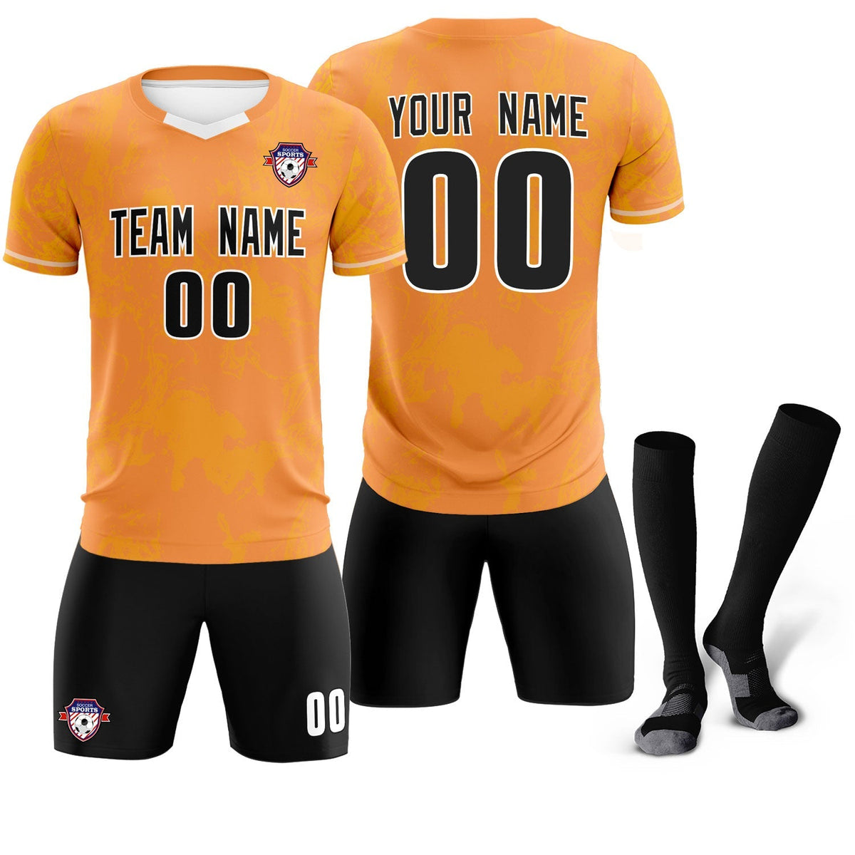 Custom Texas Orange Classic Graffiti Pattern Sportswear Football Kit Jersey