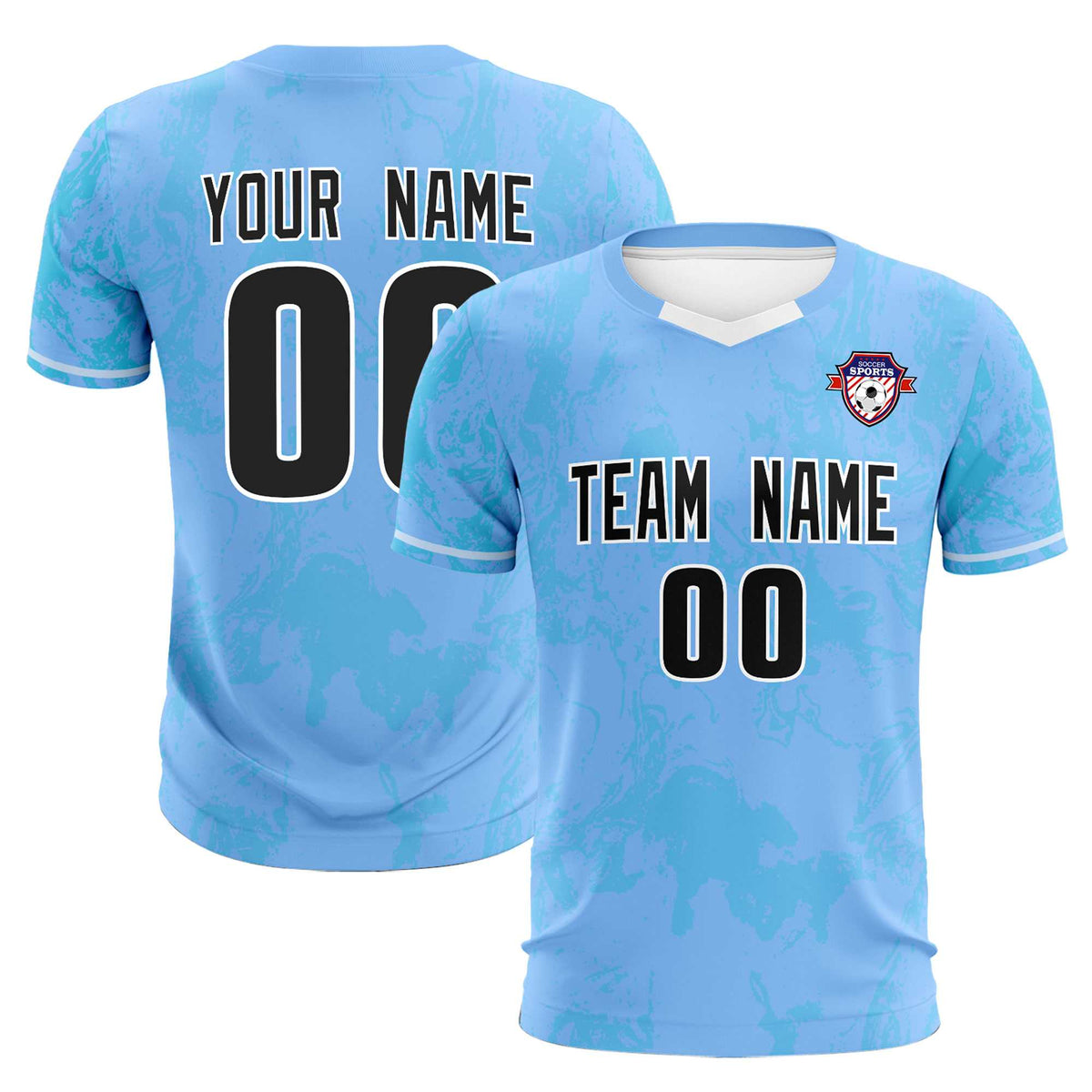 Custom Light Blue Classic Graffiti Pattern Sportswear Football Kit Jersey