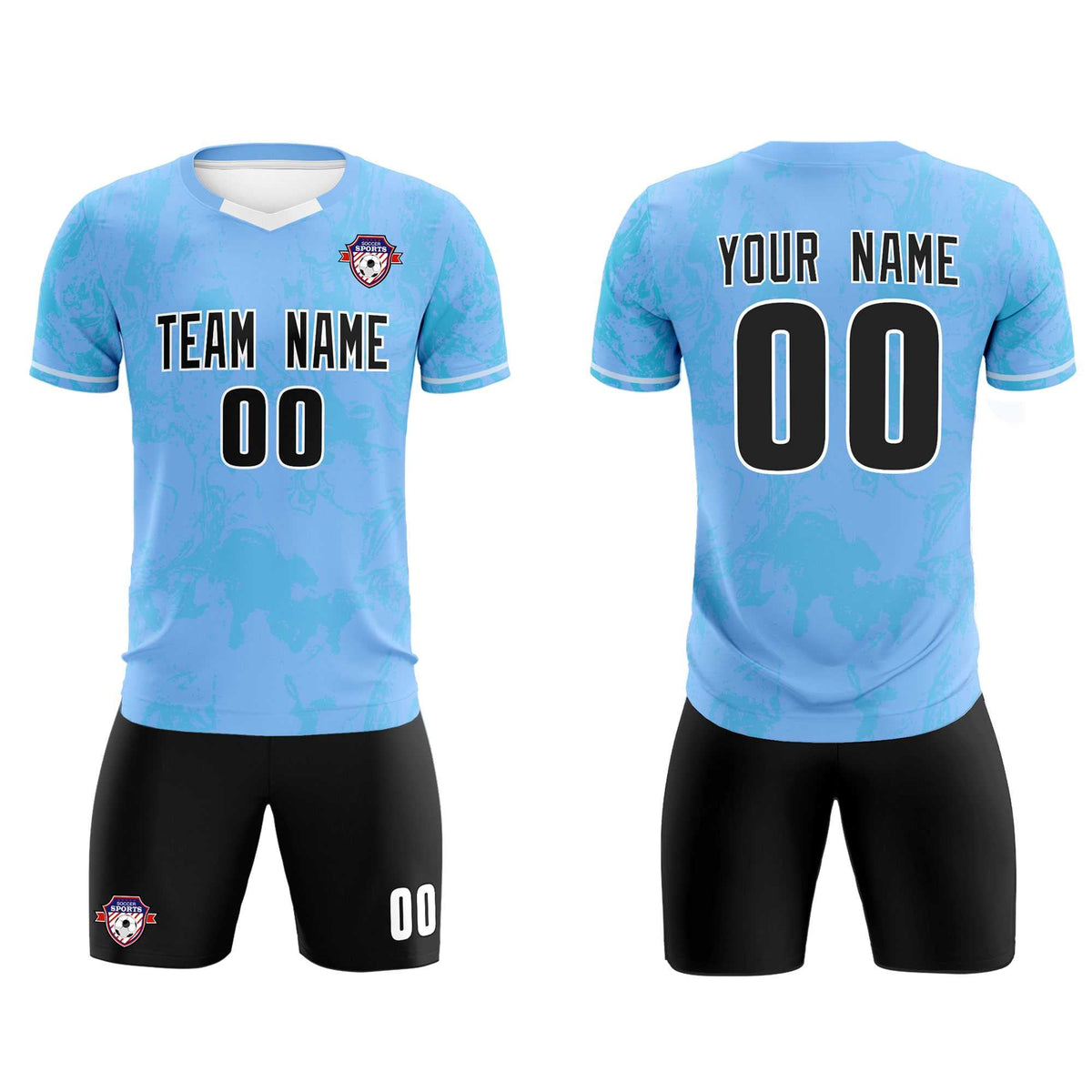 Custom Light Blue Classic Graffiti Pattern Sportswear Football Kit Jersey