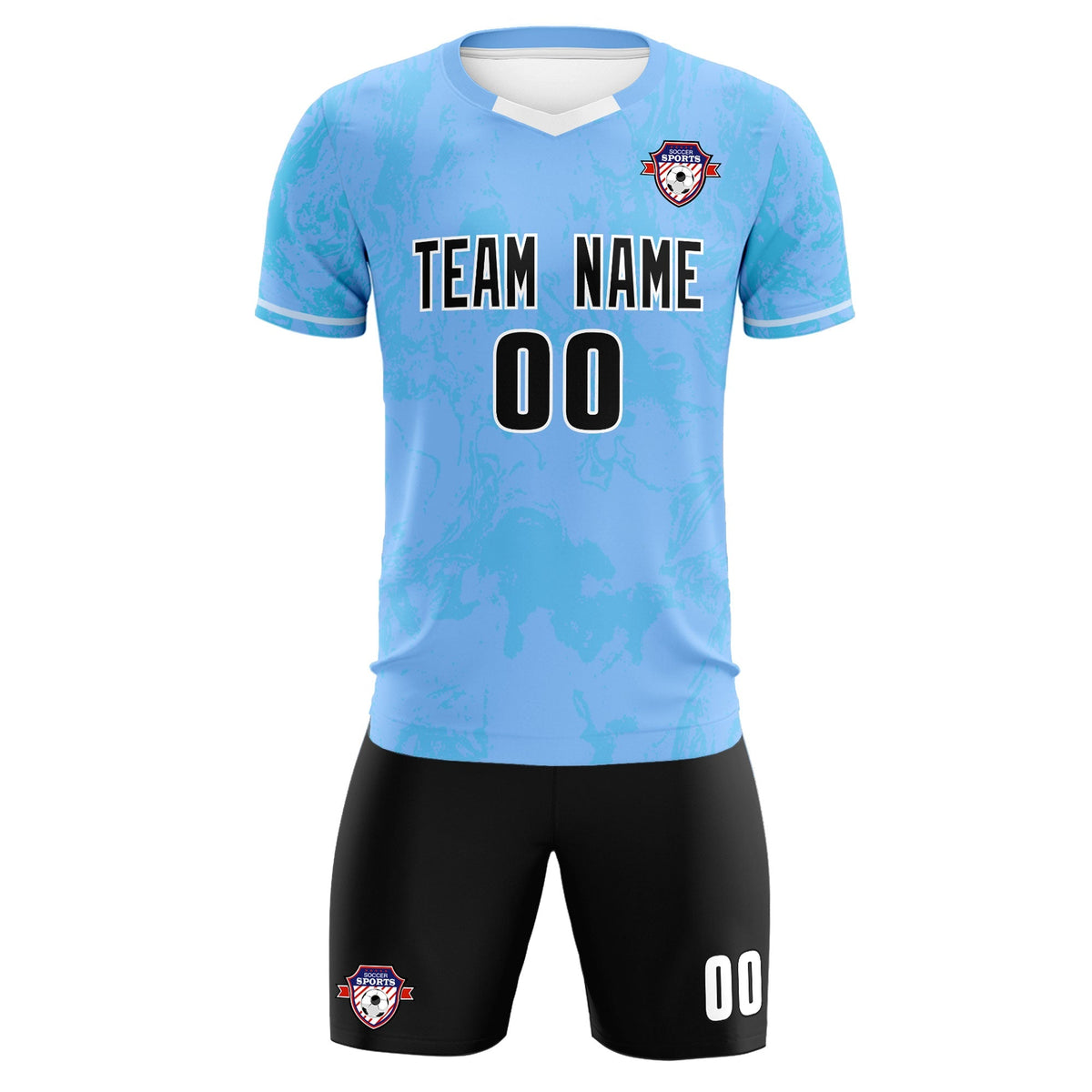 Custom Light Blue Classic Graffiti Pattern Sportswear Football Kit Jersey