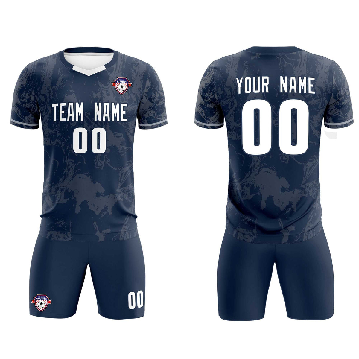Custom Navy Classic Graffiti Pattern Sportswear Football Kit Jersey