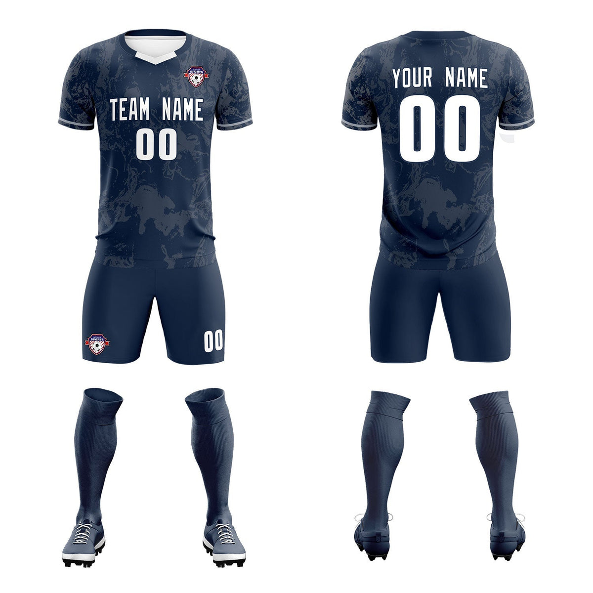 Custom Navy Classic Graffiti Pattern Sportswear Football Kit Jersey