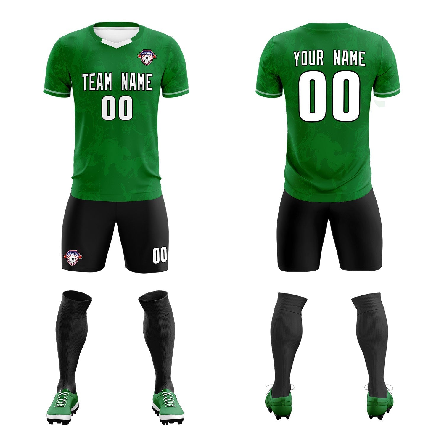 Custom Kelly Green Classic Graffiti Pattern Sportswear Football Kit Jersey