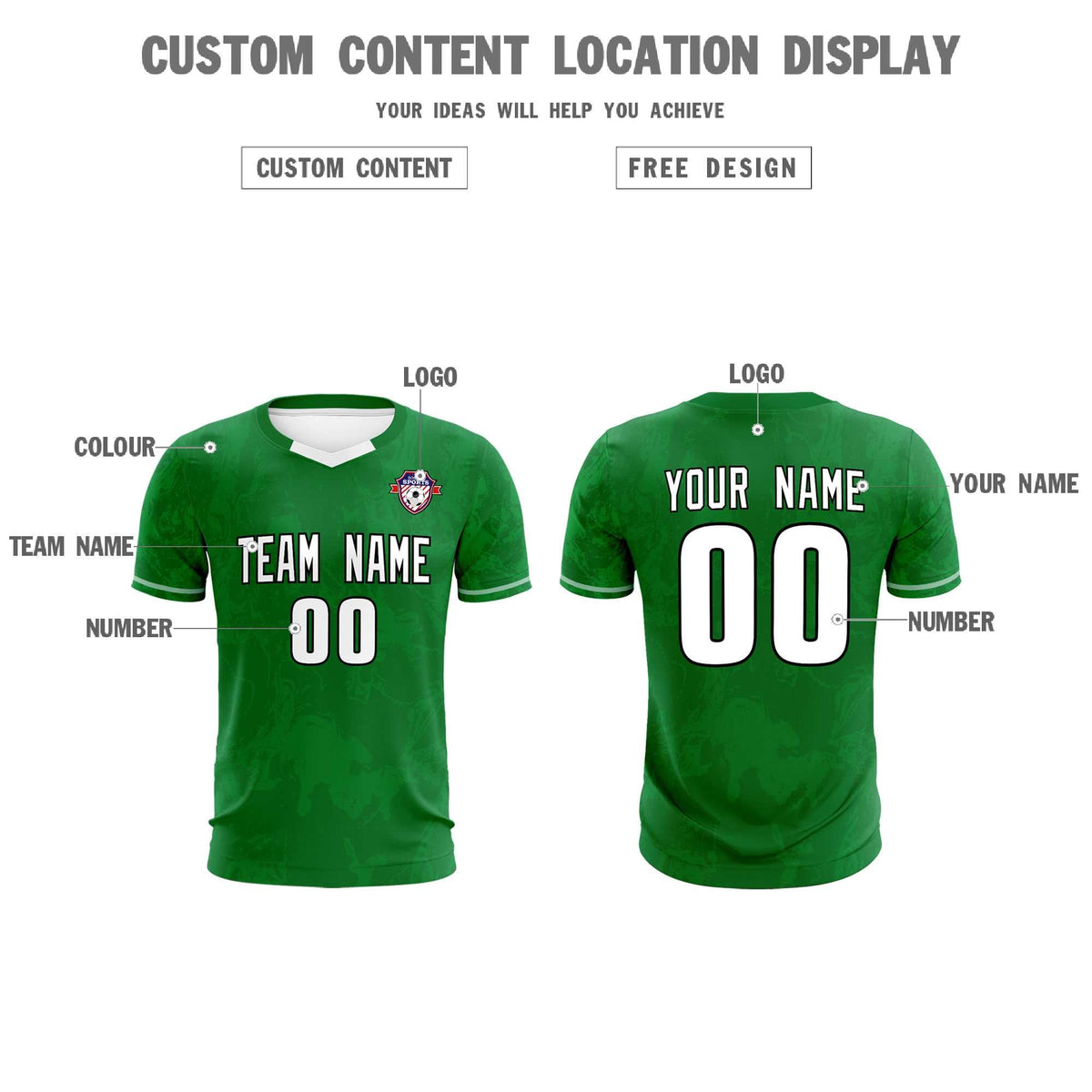 Custom Kelly Green Classic Graffiti Pattern Sportswear Football Kit Jersey