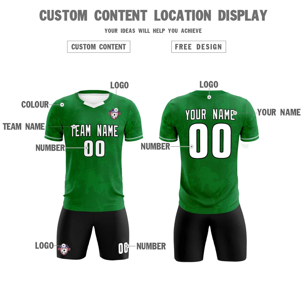 Custom Kelly Green Classic Graffiti Pattern Sportswear Football Kit Jersey