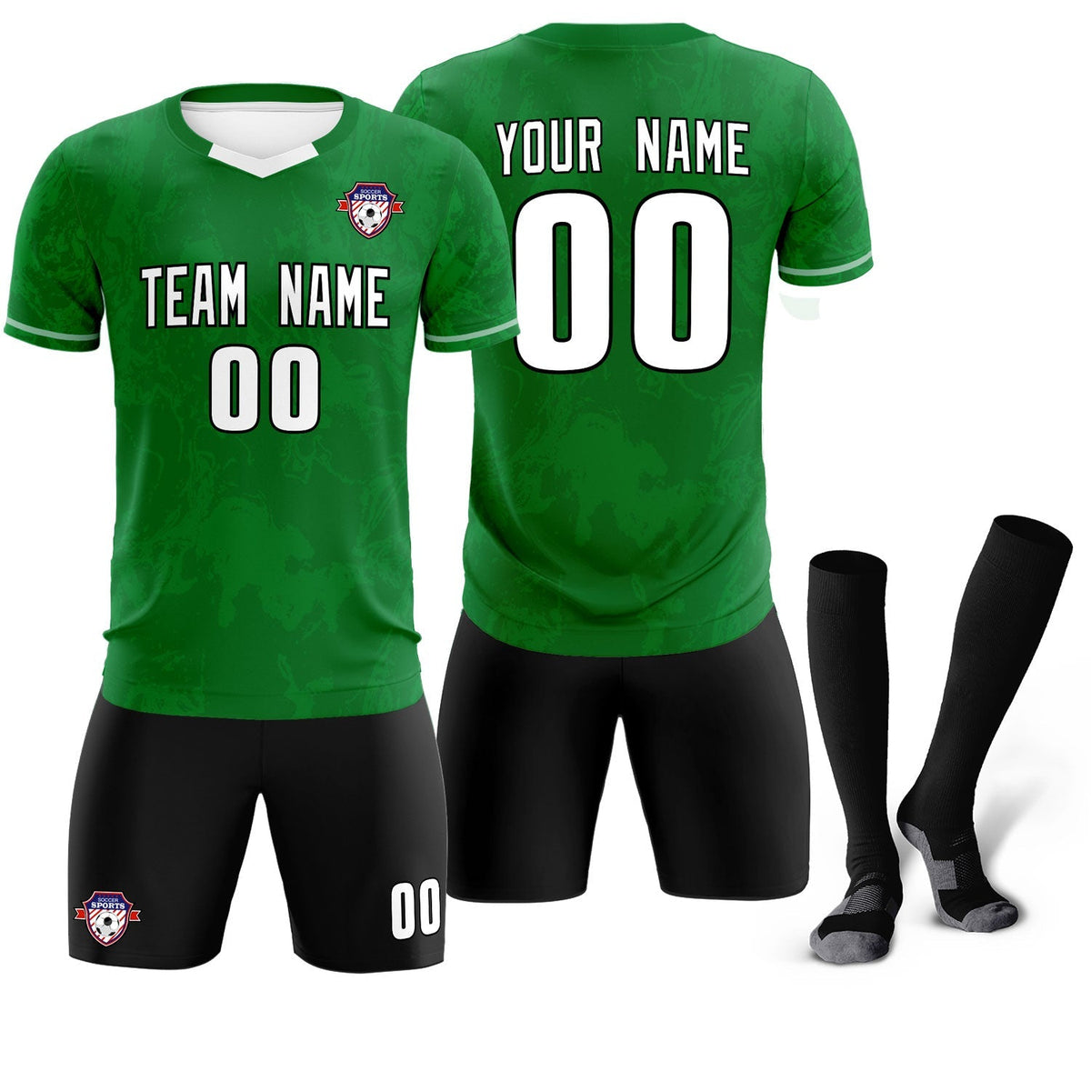 Custom Kelly Green Classic Graffiti Pattern Sportswear Football Kit Jersey