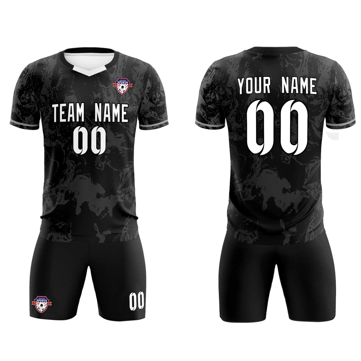 Custom Black Classic Graffiti Pattern Sportswear Football Kit Jersey
