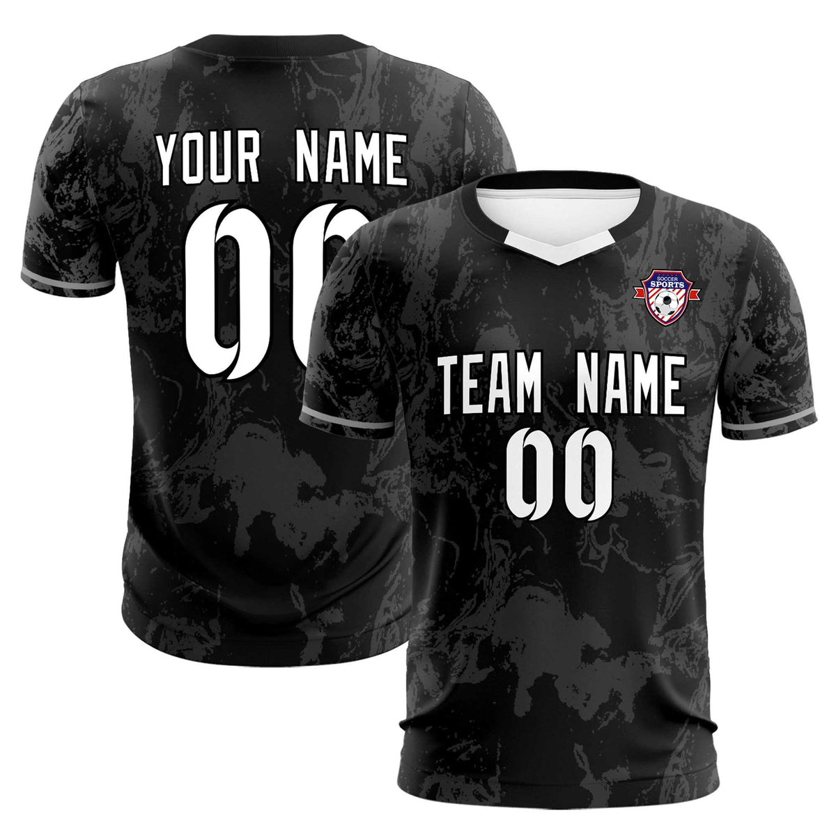 Custom Black Classic Graffiti Pattern Sportswear Football Kit Jersey