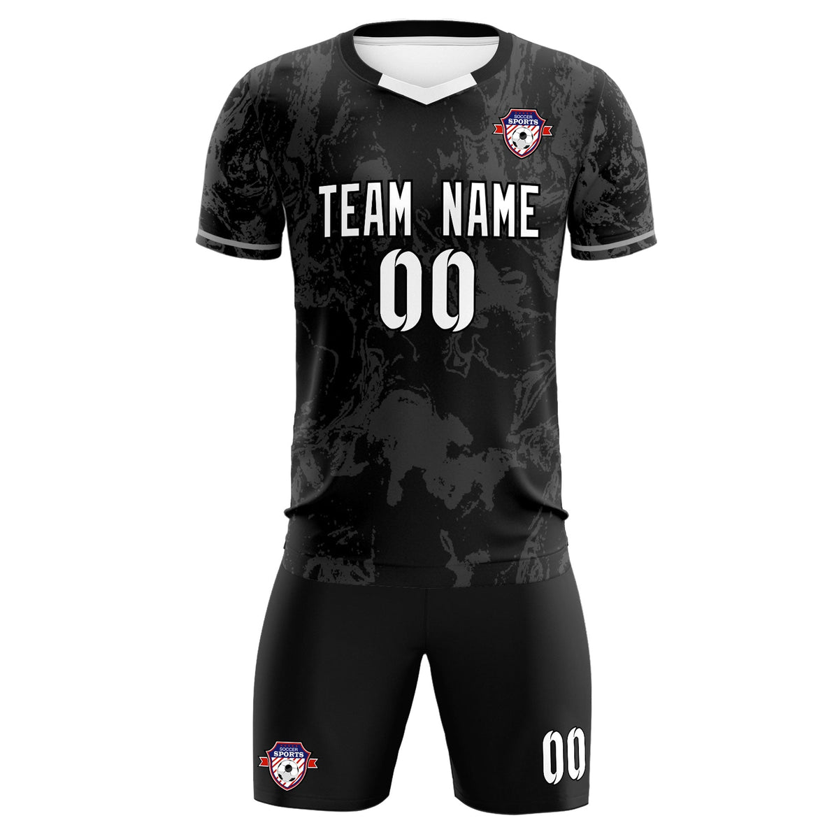 Custom Black Classic Graffiti Pattern Sportswear Football Kit Jersey