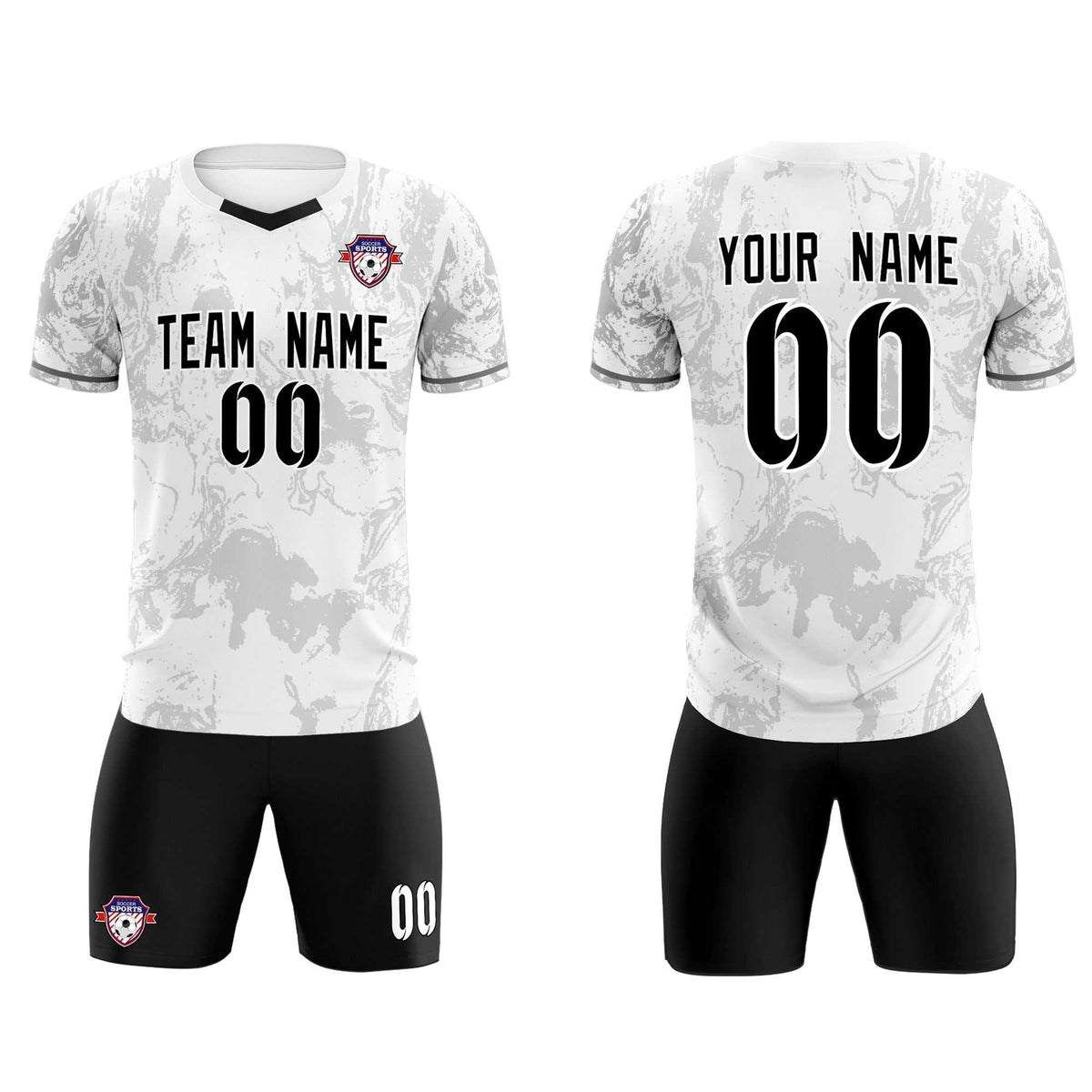 Custom White Classic Graffiti Pattern Sportswear Football Kit Jersey