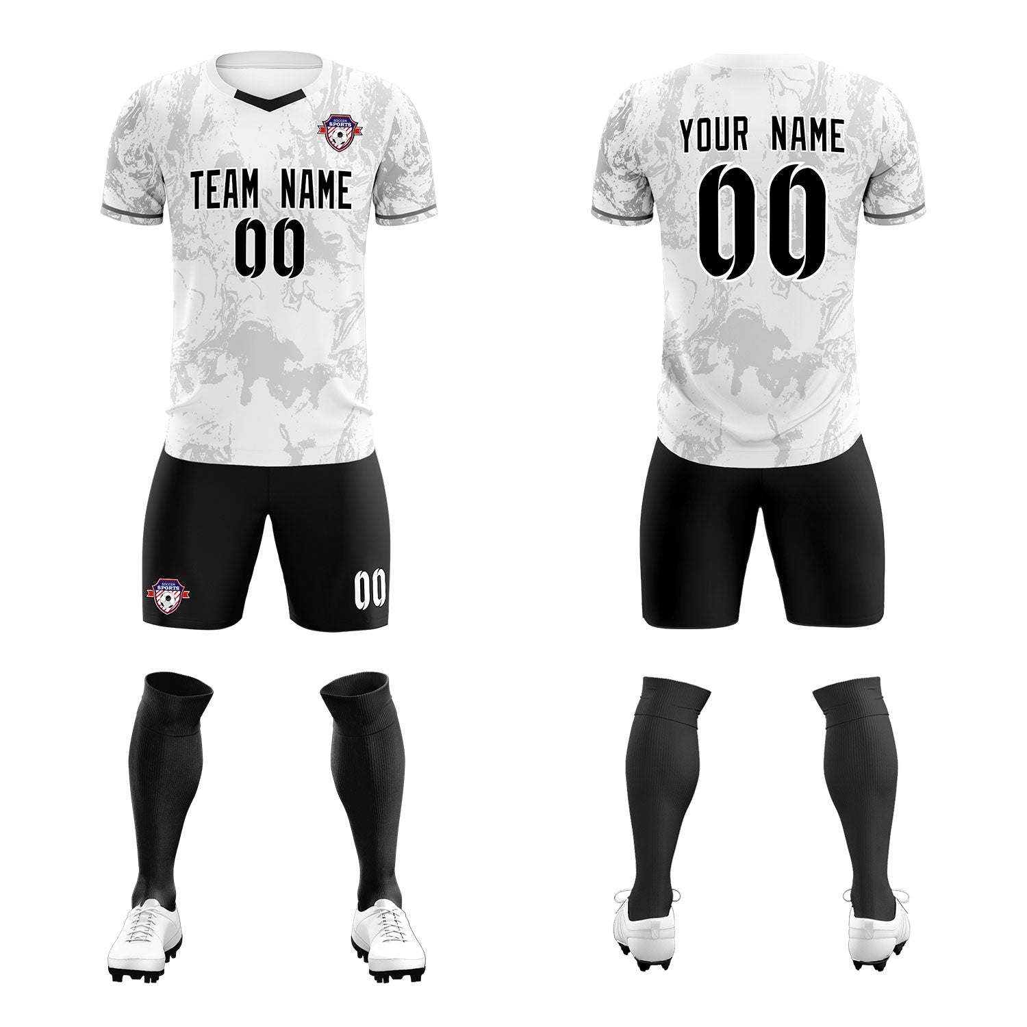 Custom White Classic Graffiti Pattern Sportswear Football Kit Jersey