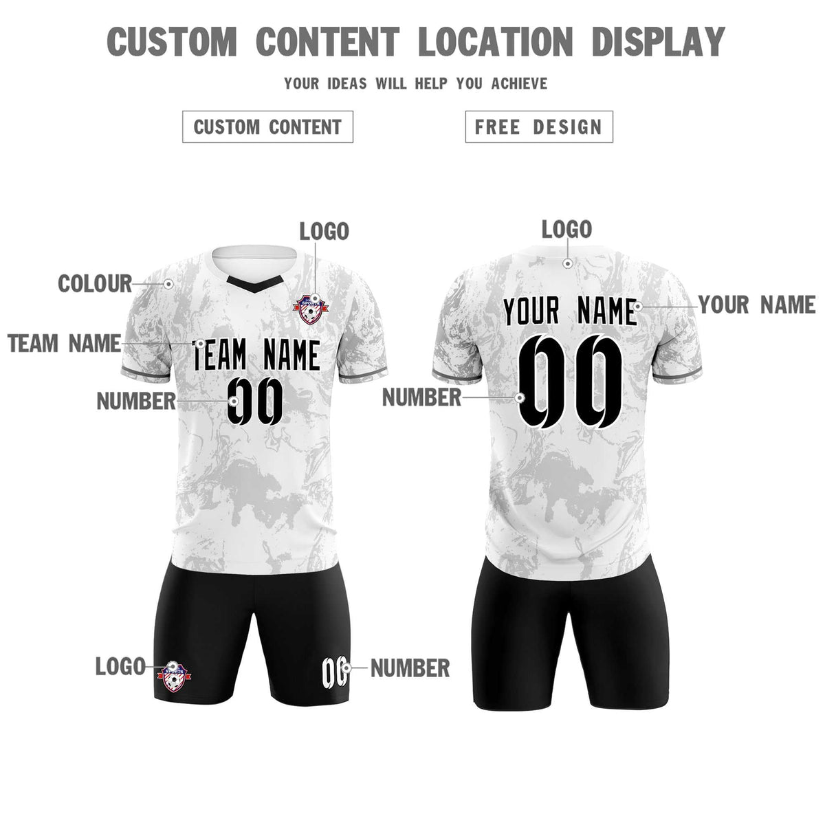 Custom White Classic Graffiti Pattern Sportswear Football Kit Jersey