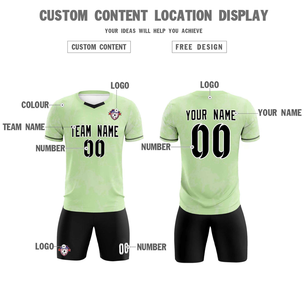 Custom Green Classic Graffiti Pattern Sportswear Football Kit Jersey