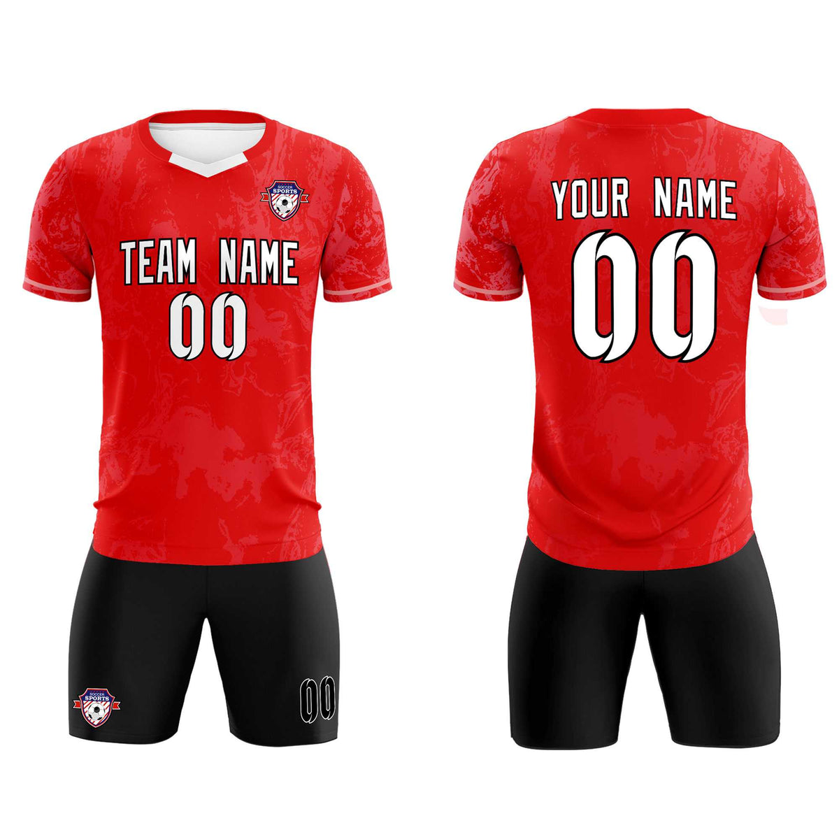 Custom Red Classic Graffiti Pattern Sportswear Football Kit Jersey