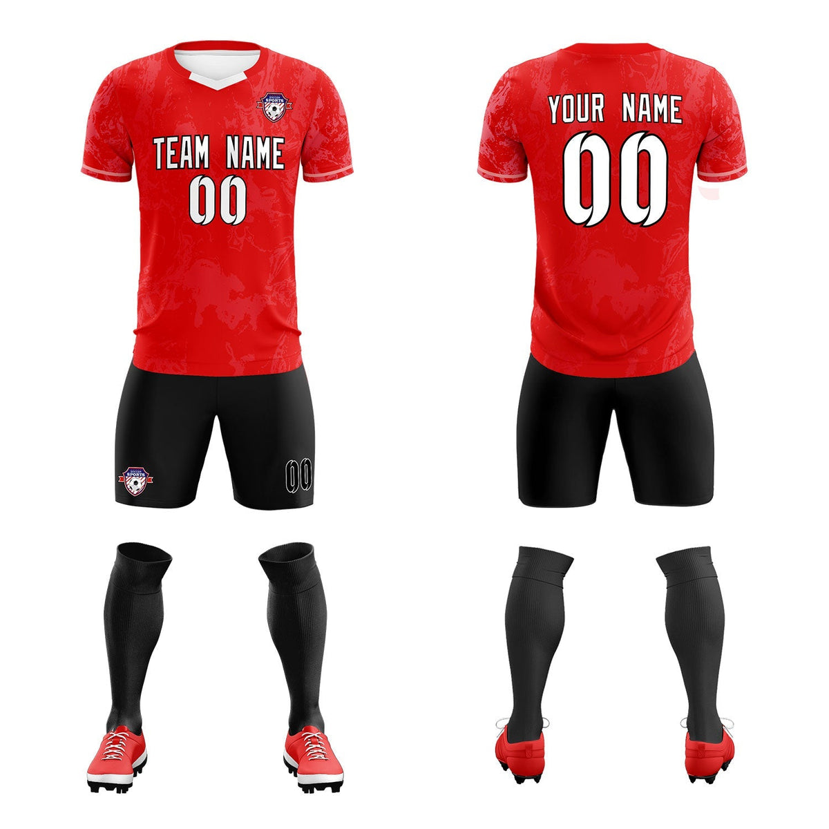 Custom Red Classic Graffiti Pattern Sportswear Football Kit Jersey