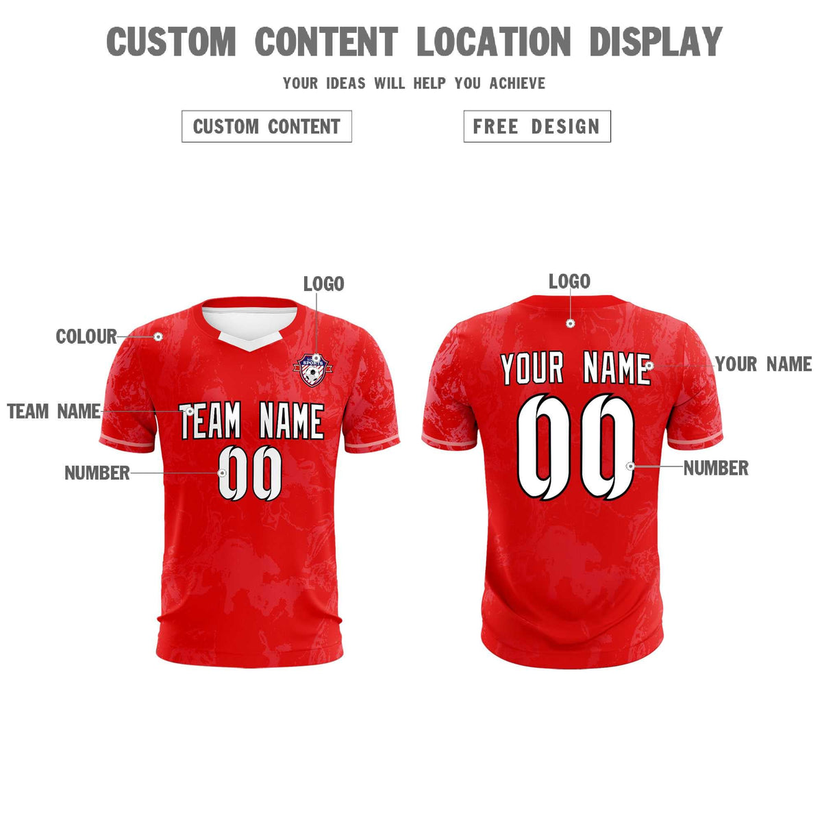 Custom Red Classic Graffiti Pattern Sportswear Football Kit Jersey