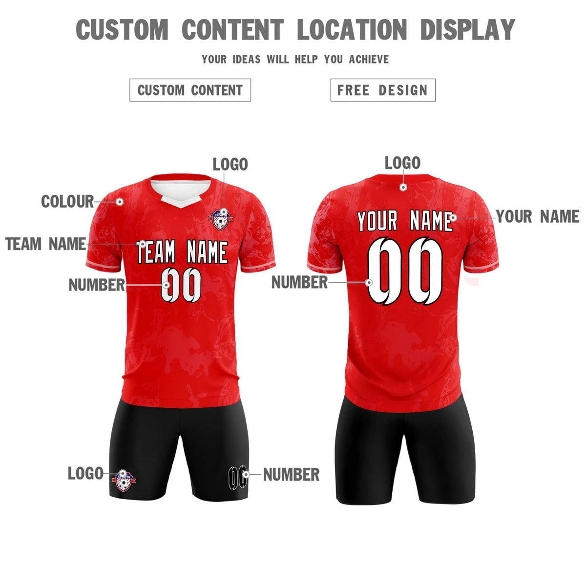 Custom Red Classic Graffiti Pattern Sportswear Football Kit Jersey
