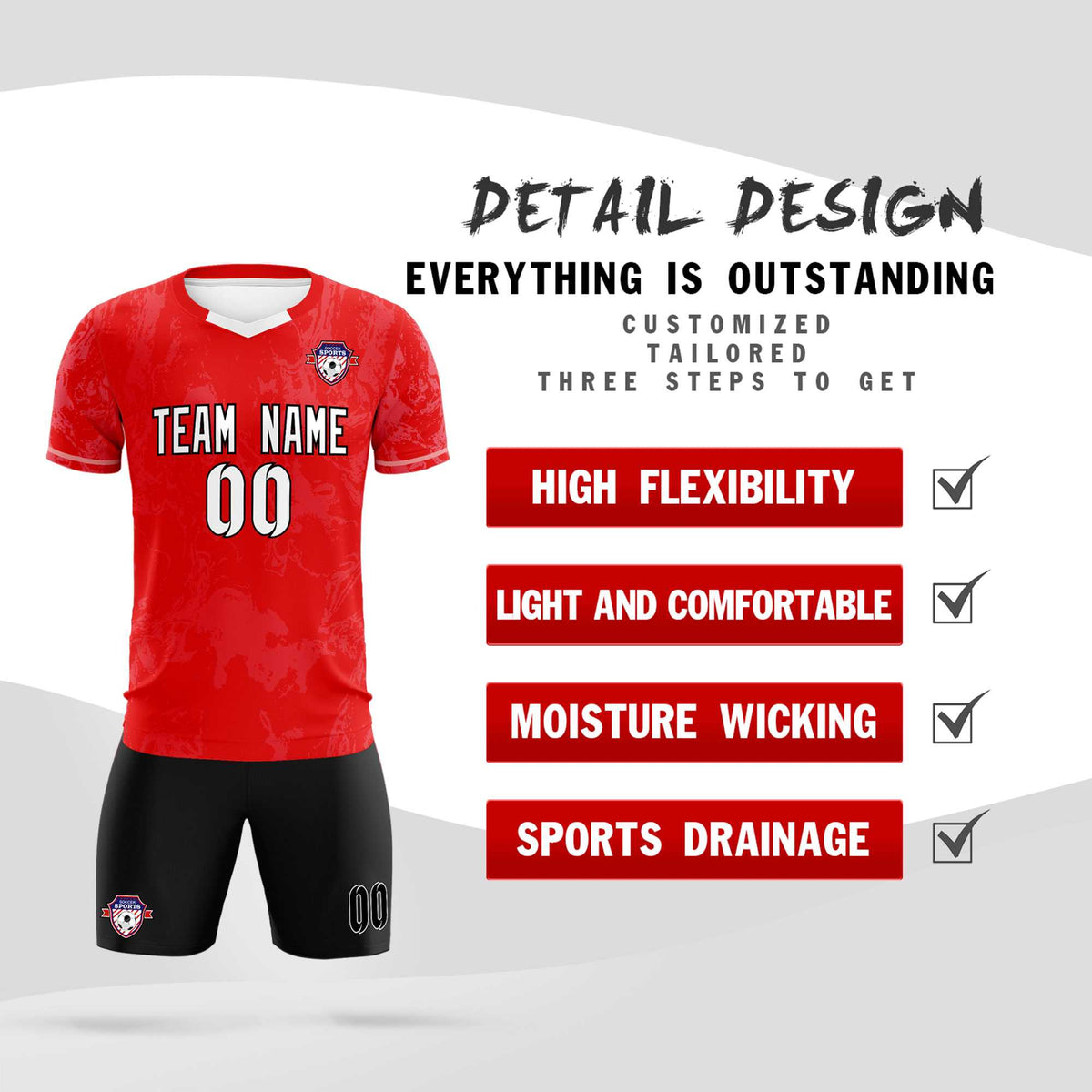 Custom Red Classic Graffiti Pattern Sportswear Football Kit Jersey