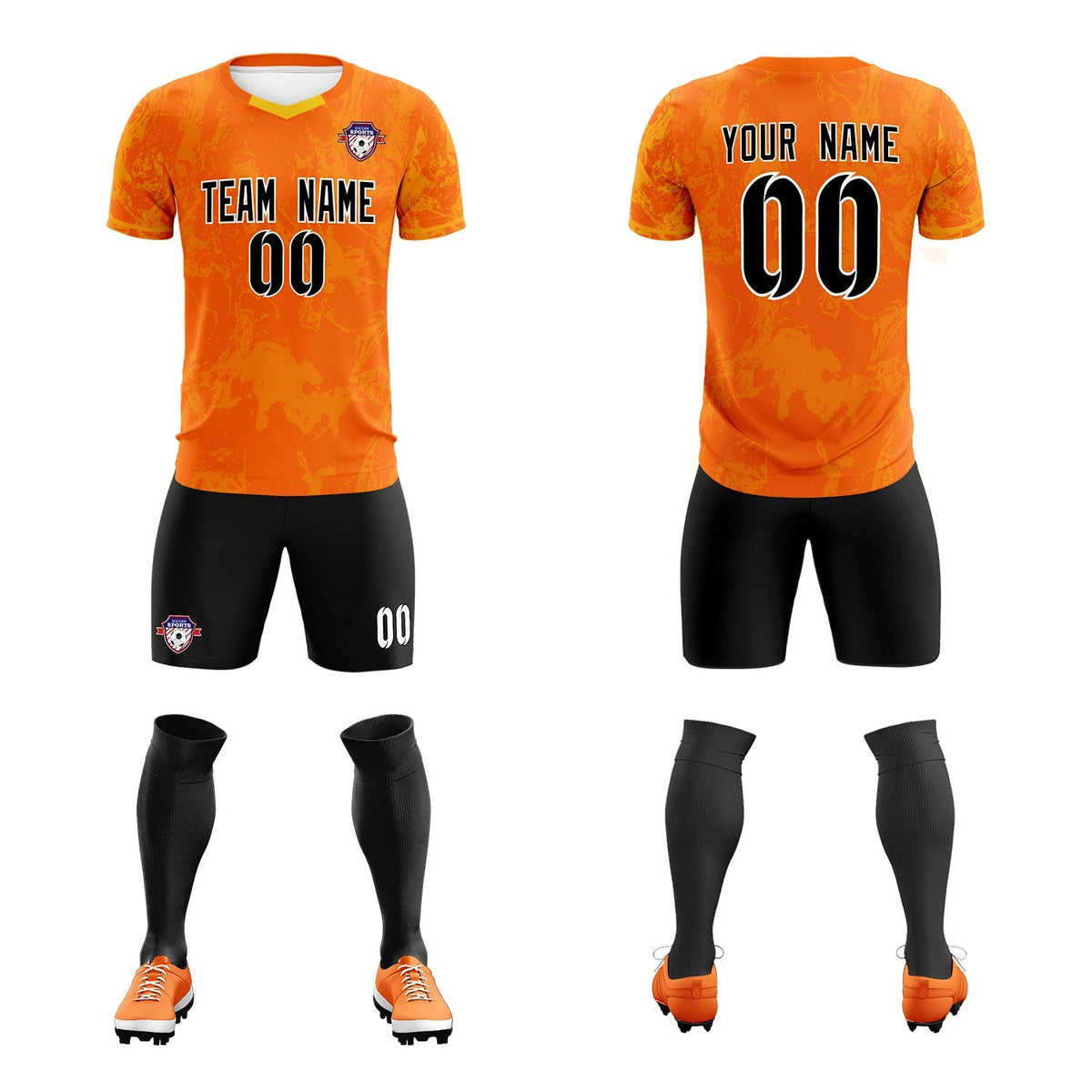 Custom Orange Classic Graffiti Pattern Sportswear Football Kit Jersey