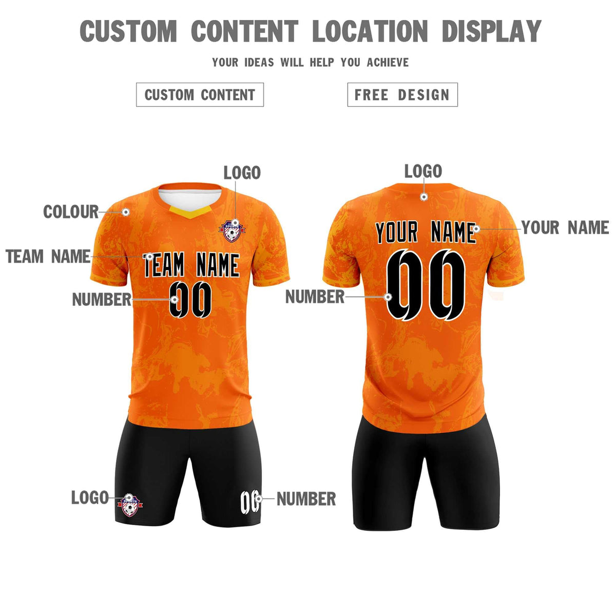 Custom Orange Classic Graffiti Pattern Sportswear Football Kit Jersey