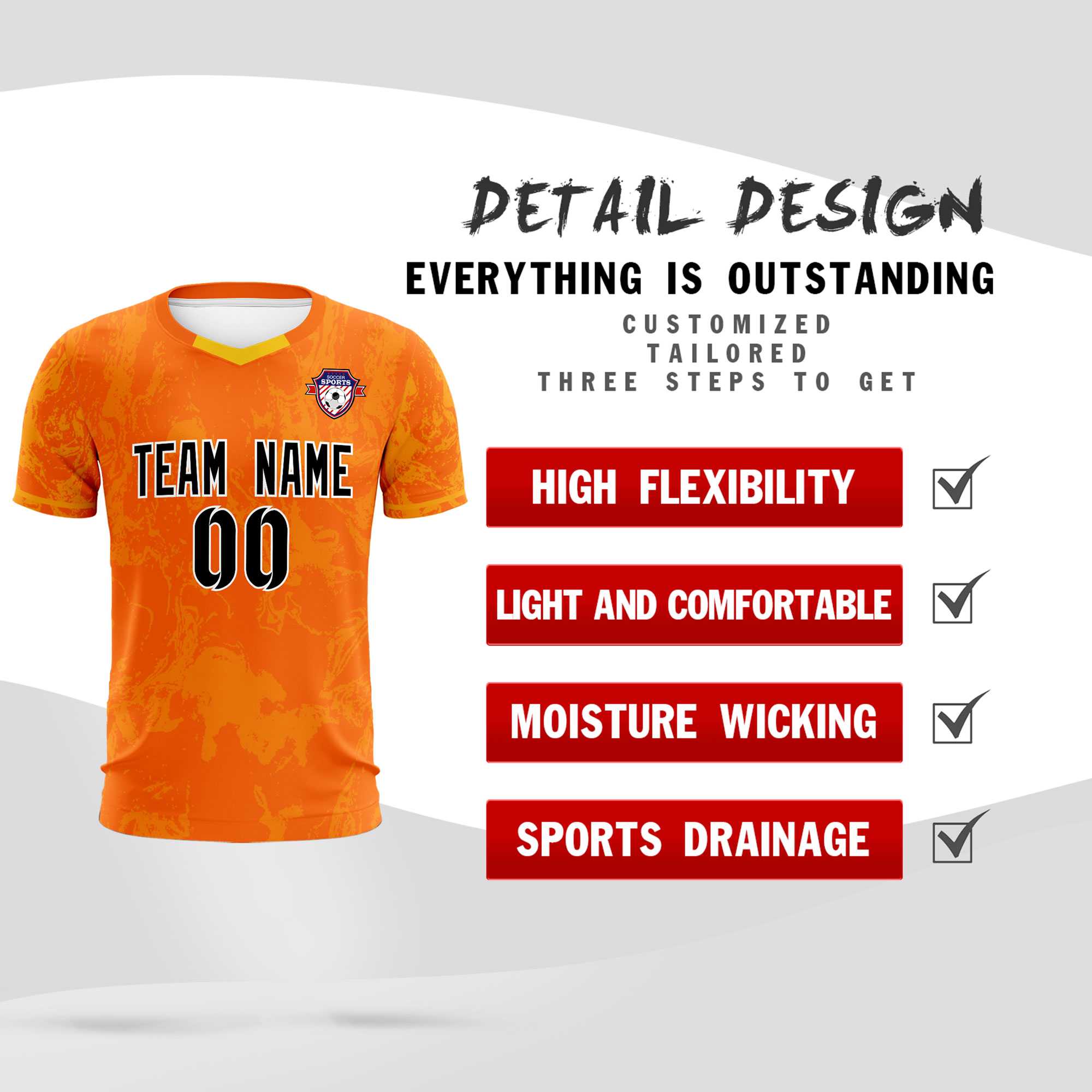 Custom Orange Classic Graffiti Pattern Sportswear Football Kit Jersey