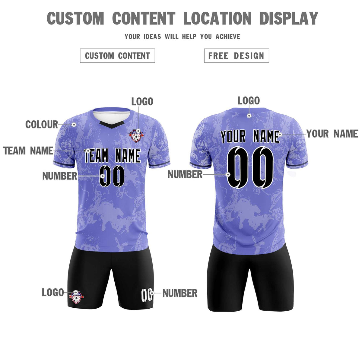 Custom Purple Classic Graffiti Pattern Sportswear Football Kit Jersey