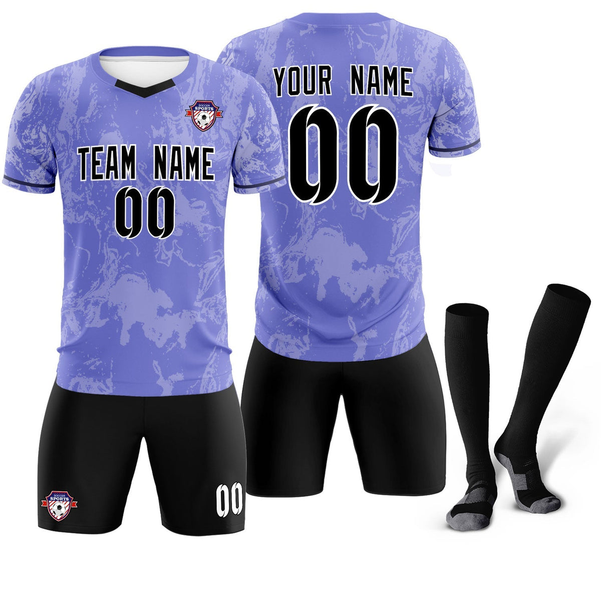 Custom Purple Classic Graffiti Pattern Sportswear Football Kit Jersey