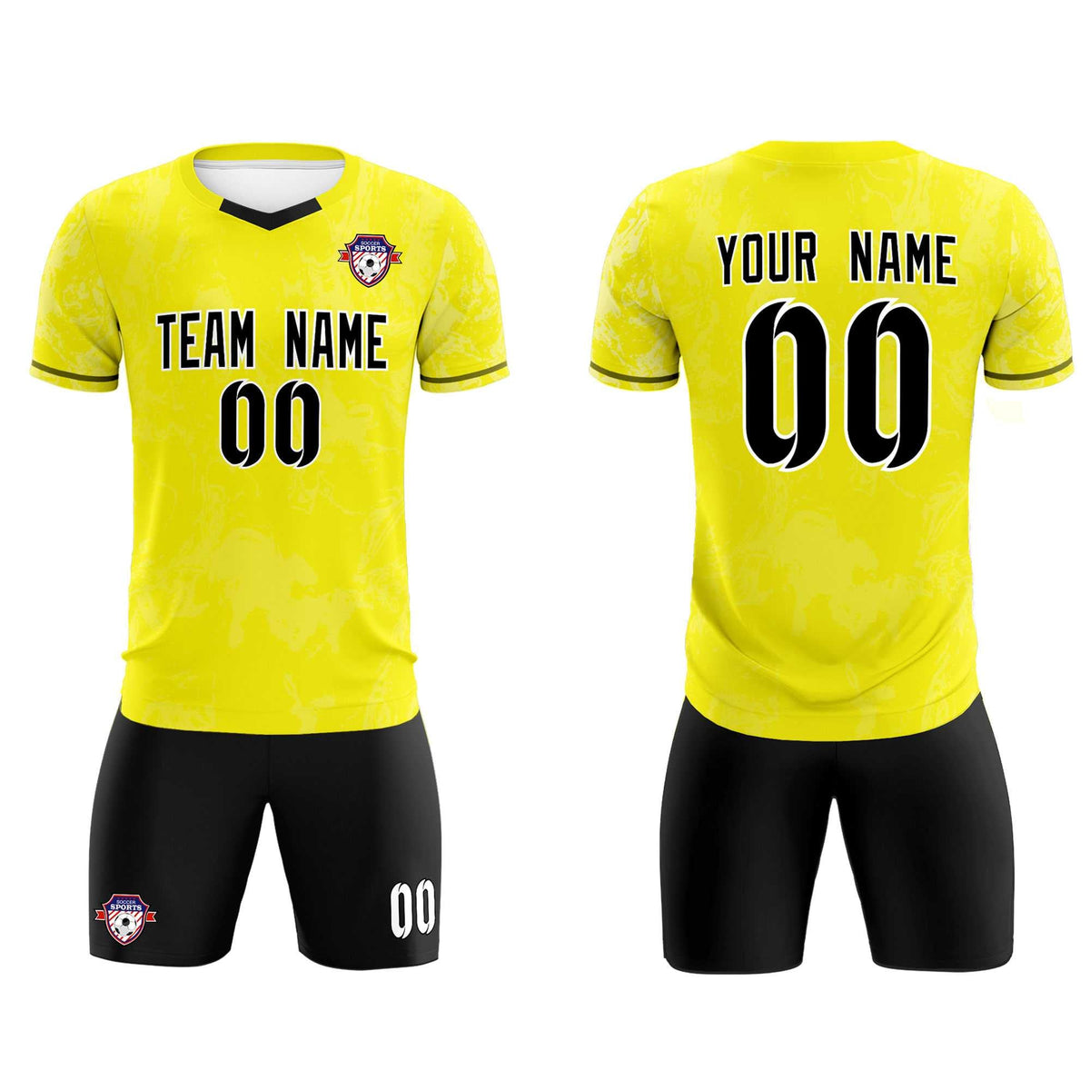 Custom Yellow Classic Graffiti Pattern Sportswear Football Kit Jersey